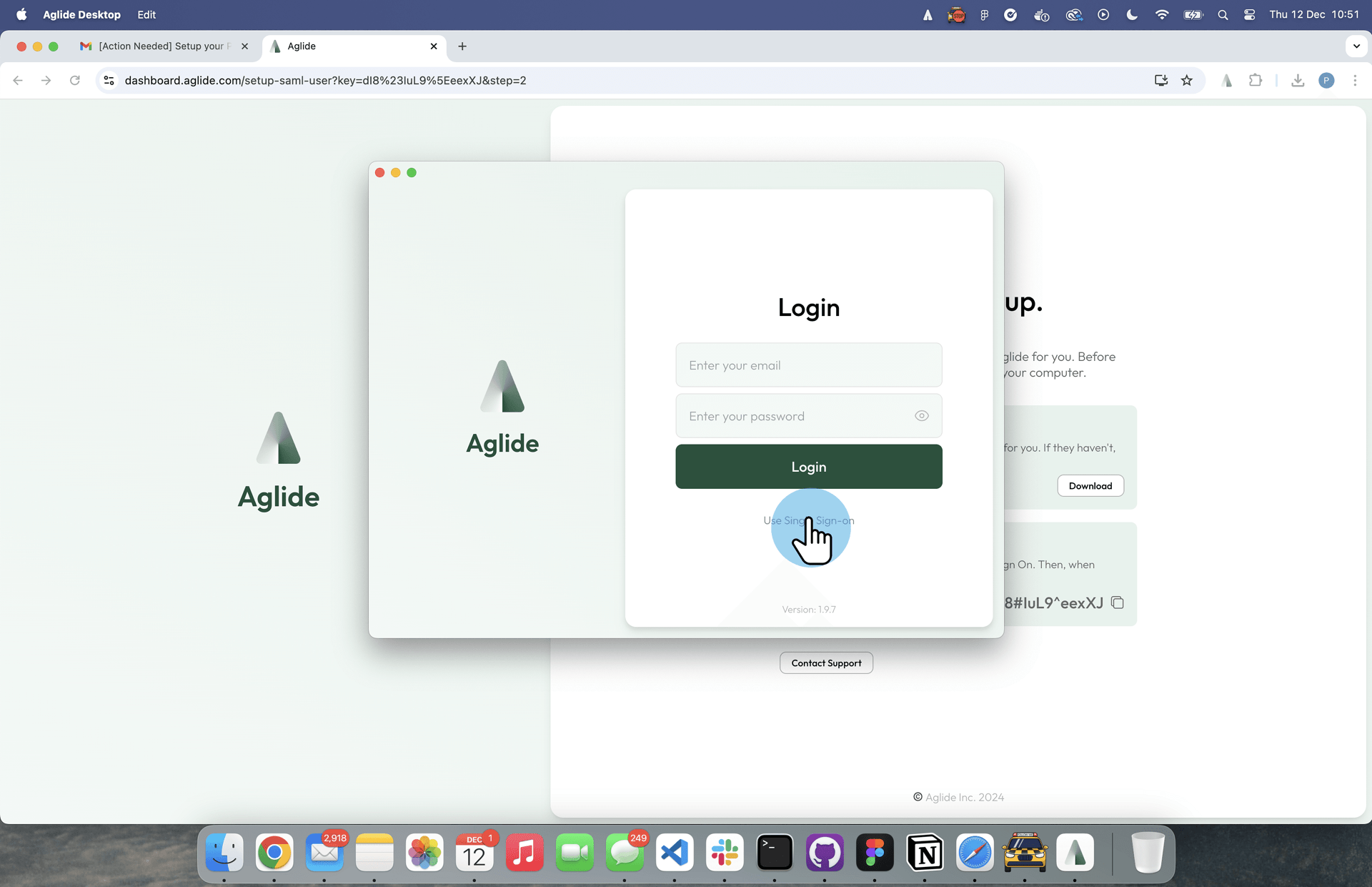 Desktop App Login Screen - use single sign-on button